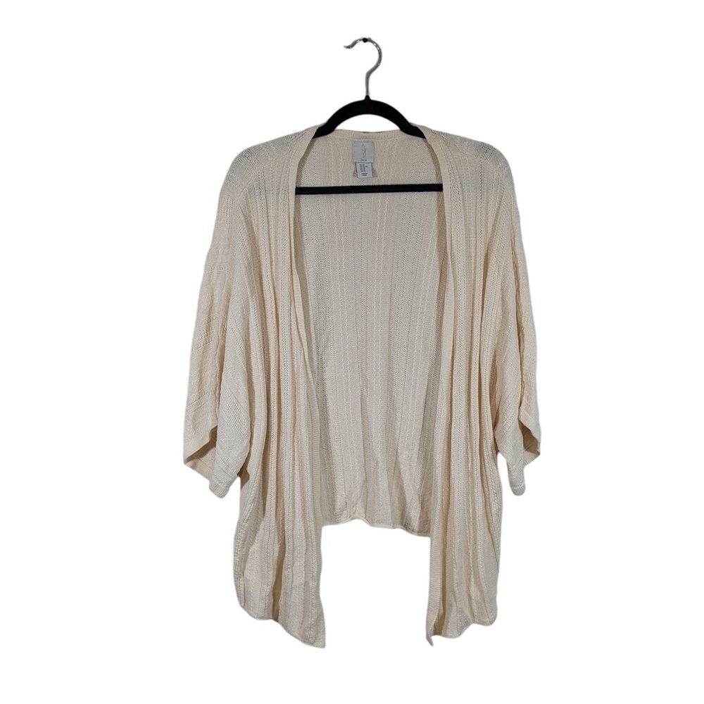 Joie Ivory Linen Blend Short Sleeve Open Front Cardigan Size XL
